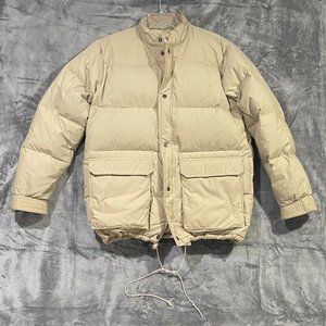 Vintage BOG Sport Men's Size M Down Puffer Jacket Beige/Tan